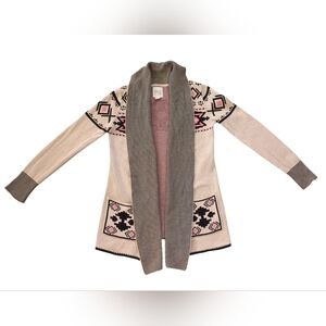 Women's Aztec Geometric Open Cardigan Duster (Size M)